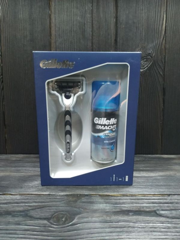 Gillette Mach3 мужской станок для бритья + гель для бритья. Набор