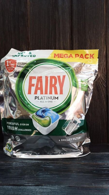 Fairy Platinum капсулы для посудомойки All in One 75 шт