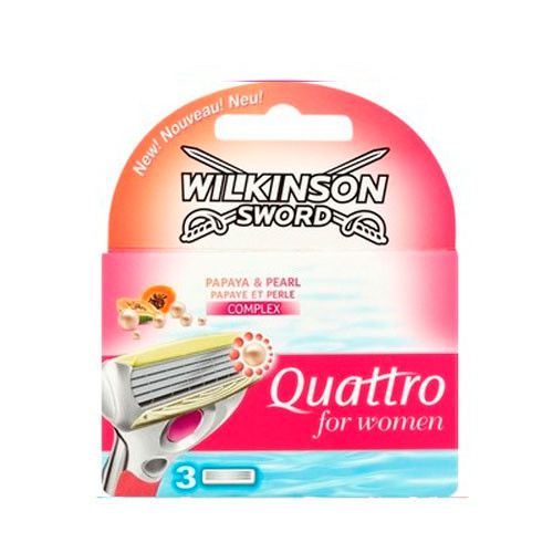 Wilkinson Sword Quattro Papya & Pearl "Папайя та перли" змінні картриджі 3 шт в упаковці