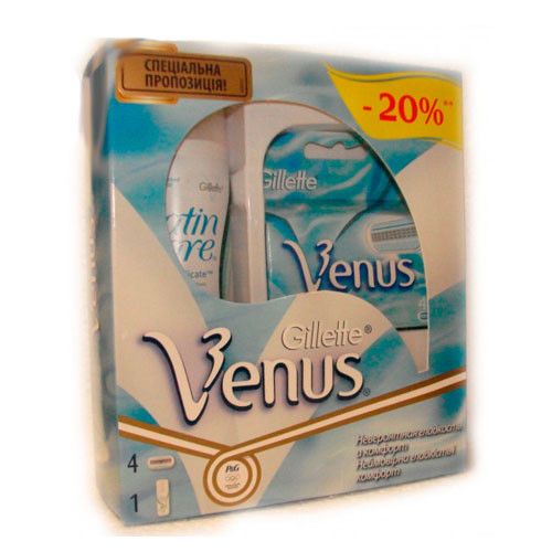 Gillette Venus (4 сменных картриджа + Гель для бритья Satin Care) НАБОР