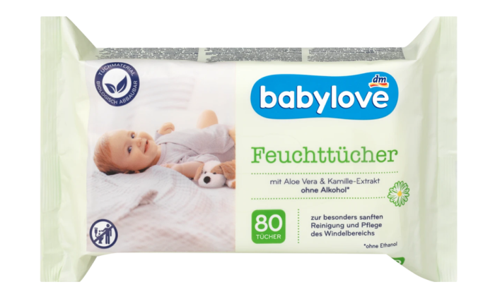 Babylove детские влажные салфетки 80 шт