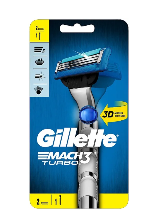 Чоловічий верстат для гоління Gillette Mach3 Turbo (2 запаски)