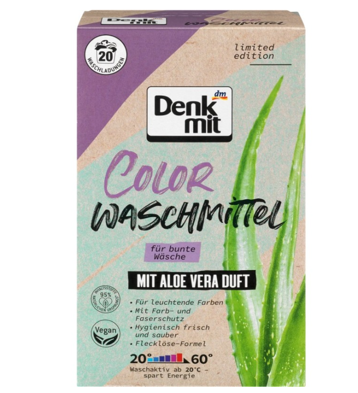 Denkmit пральний порошок для різнокольорової білизни з Aloe, 1,3 кг - 20 прань