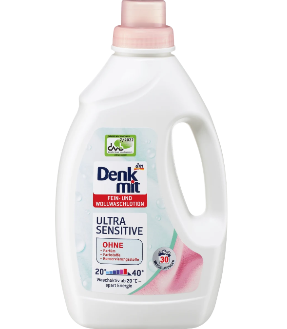 DenkMit Ultra Sensitive гель для прання дитячої білизни (1,5 л = 30 прань)