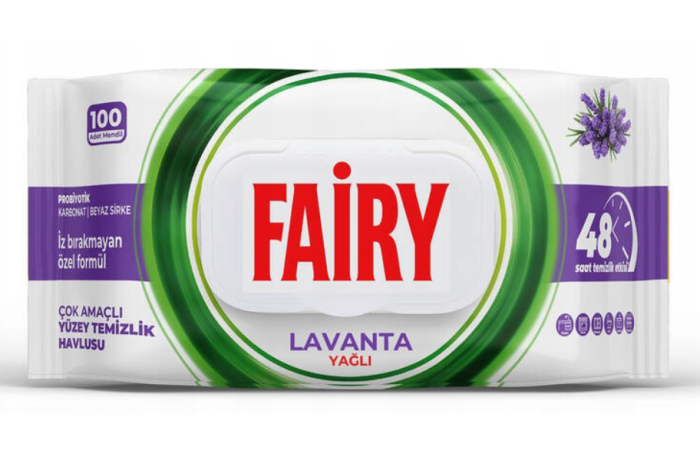 Fairy Вологі серветки для прибирання 100 шт. Лаванда та оцет