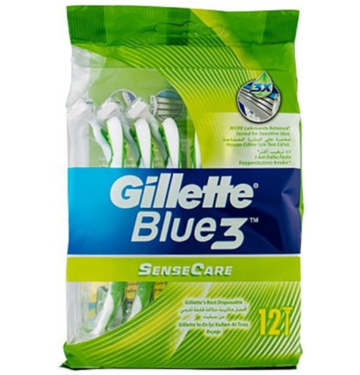 Gillette Blue 3 Sense Care Одноразовые мужские станки для бритья 12 шт