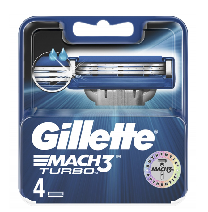 Gillette Mach3 Turbo сменные кассеты для бритья 4 шт