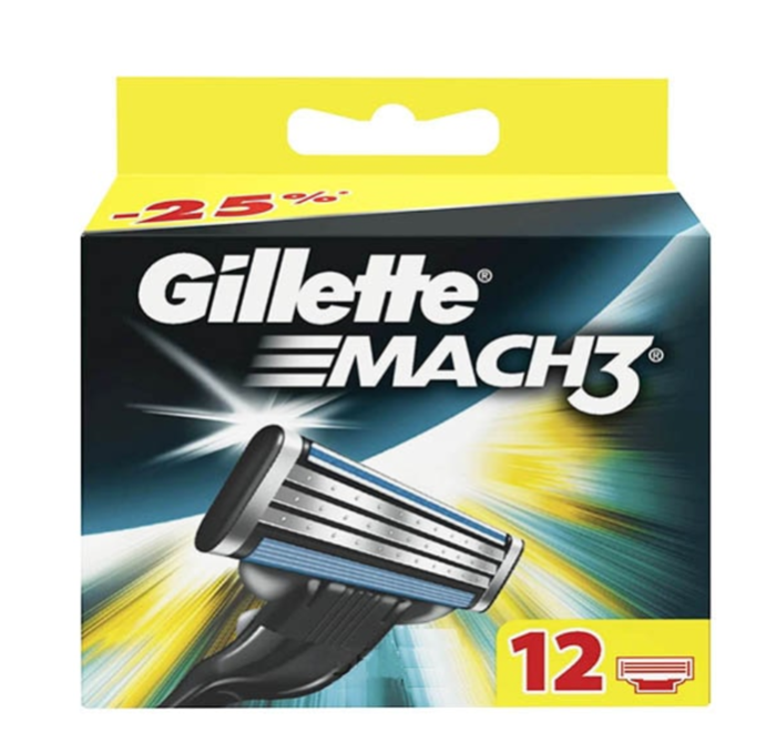 Gillette Mach3 змінні касети для гоління 12 шт