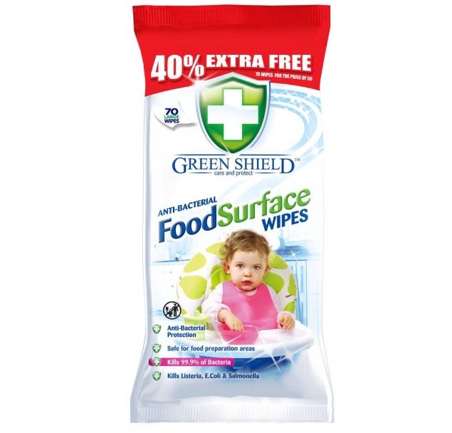 Green Shield серветки дитячих столів та місць для їжі антибактеріальні 70 шт.