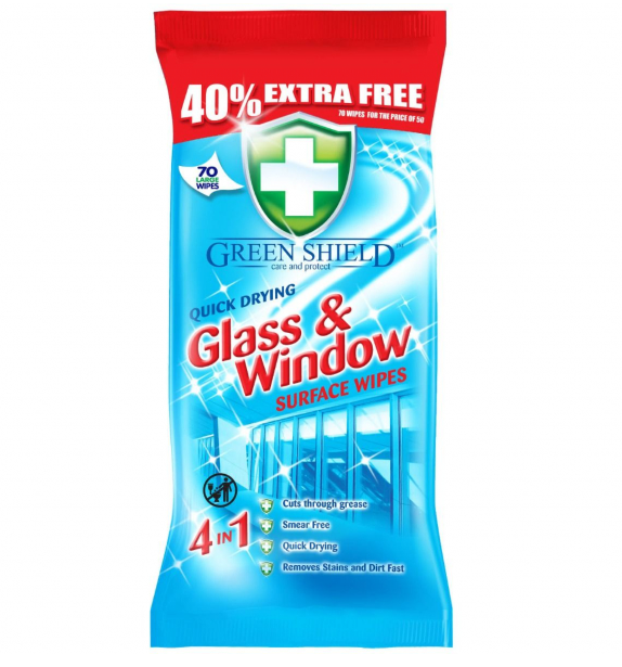 Green Shield салфетки для стекла и зеркал 70шт