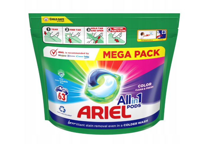Капсулы для стирки Ariel Color 3 в 1 (63 шт)