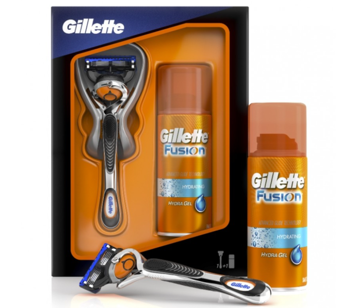 НАБОР для бритья Gillette Fusion (станок для бритья + гель для бритья 75 мл)