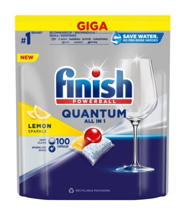 Finish Quantum All in 1 Lemon Таблетки для посудомоечных машин 100 шт.