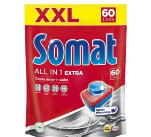 Таблетки для посудомоечных машин SOMAT All In 1 ЭКСТРА, 60 шт