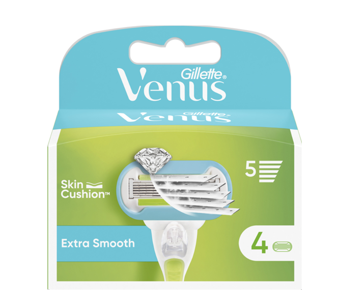 Venus Extra Smooth  (Embrace) пяти лезвийные сменные картриджи 4 шт в упаковке