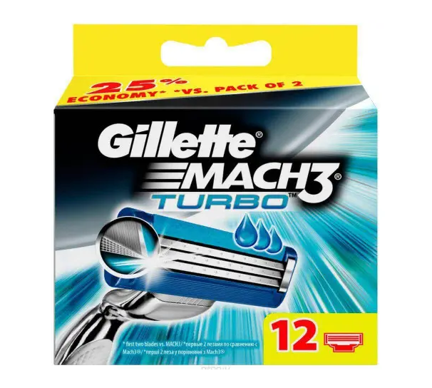 Cменные кассеты для бритья Gillette Mach3 Turbo  12шт